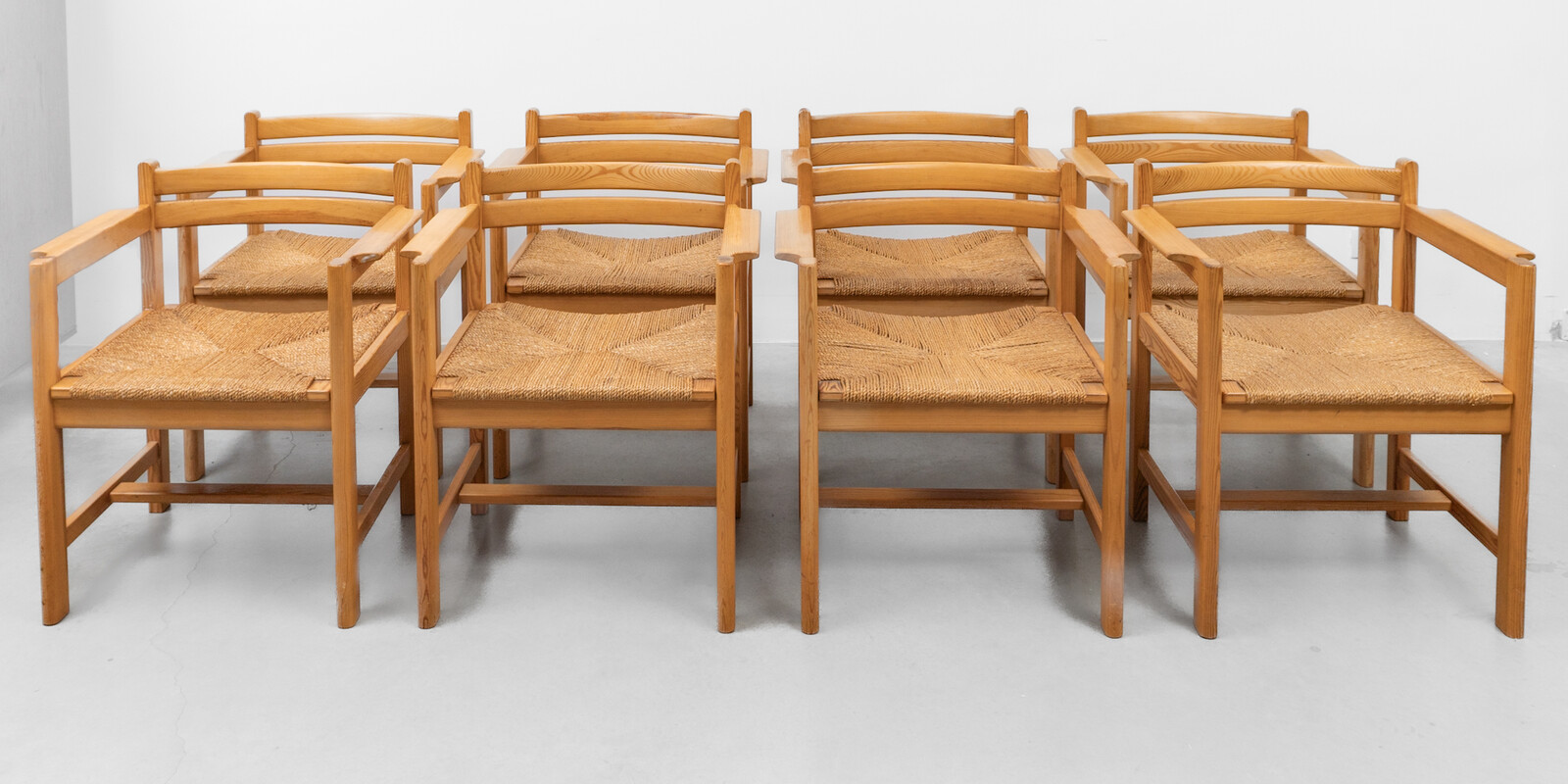 Borge Mogensen made in Denmark set of 8 Arm Chairs 1970s