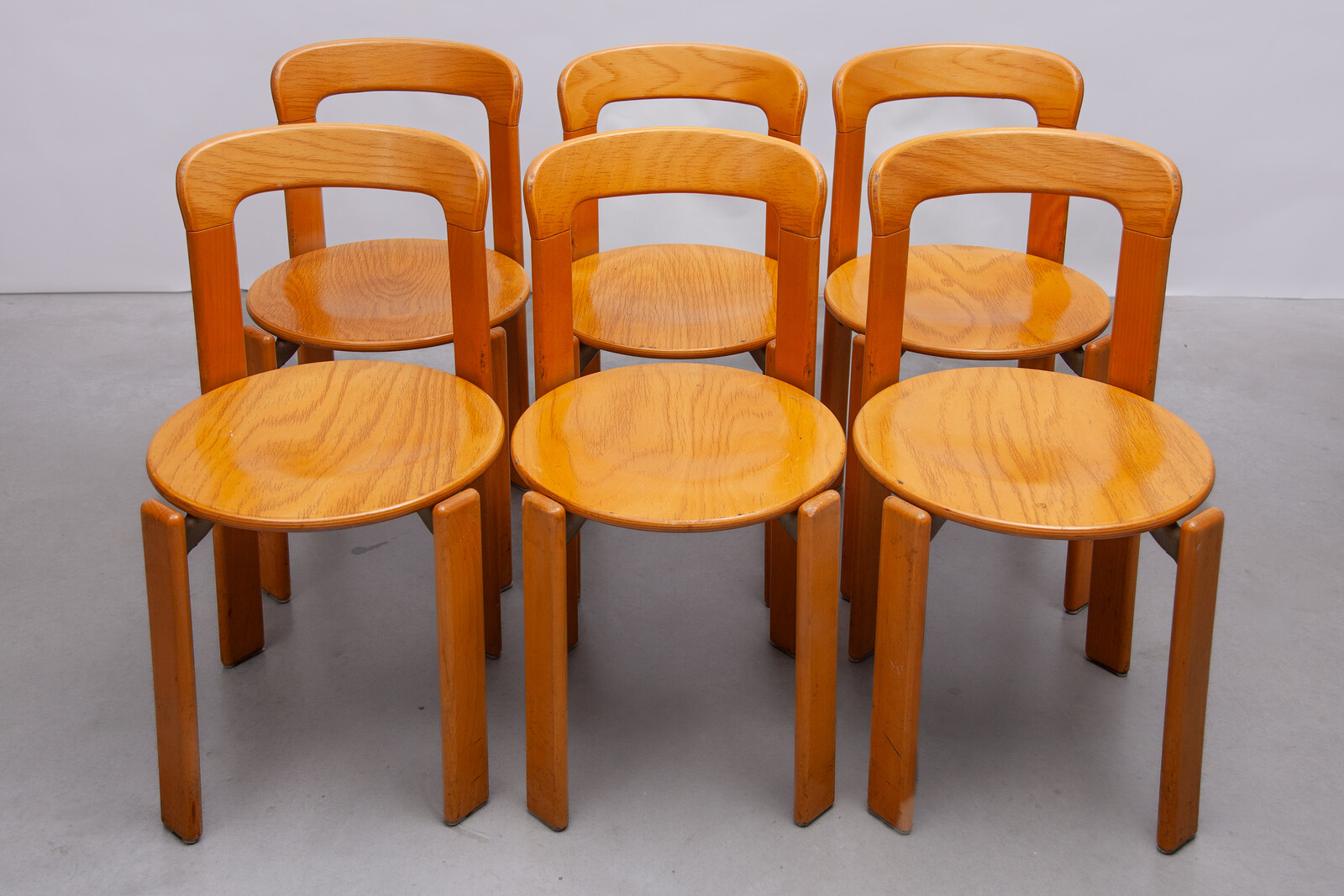 Iconic stackable High-quality solid wooden beech chairs model 3300 designed by Bruno Rey, manufacturer: Kusch & Co in Germany