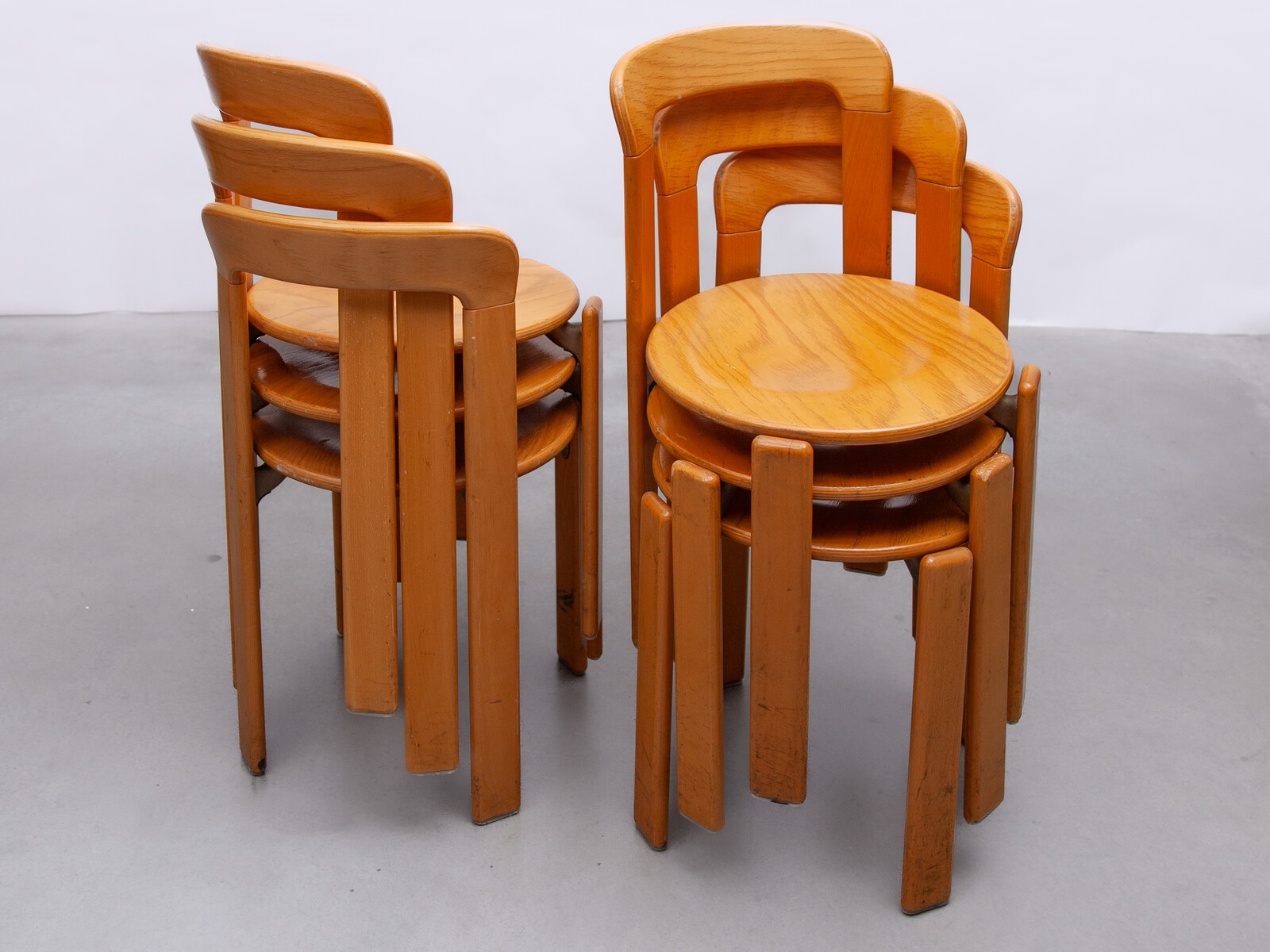 Iconic stackable High-quality solid wooden beech chairs model 3300 designed by Bruno Rey, manufacturer: Kusch & Co in Germany