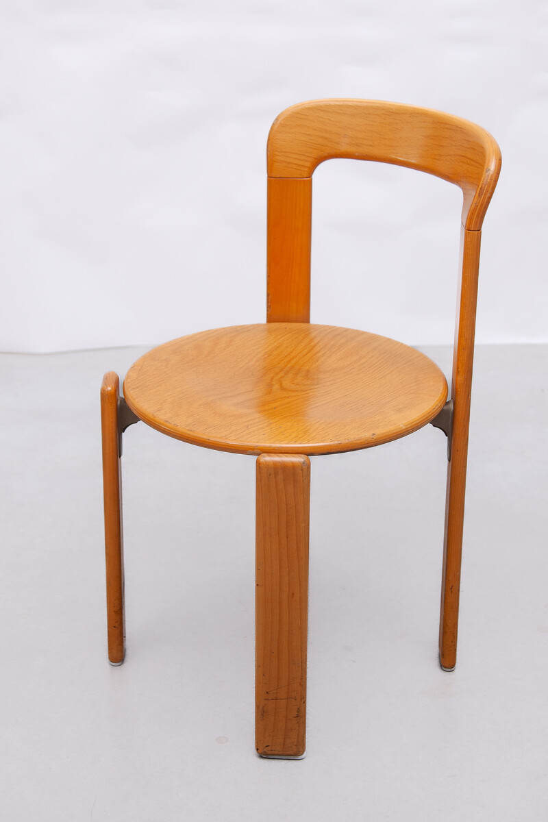 Iconic stackable High-quality solid wooden beech chairs model 3300 designed by Bruno Rey, manufacturer: Kusch & Co in Germany