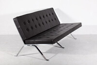 Modern Black Leather and Chrome Sofa Designed by Hans Eichenberger 