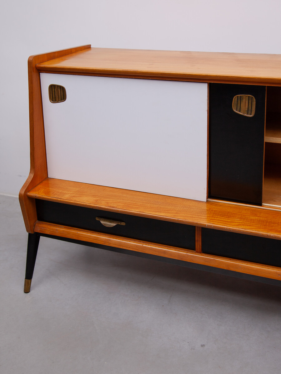 Oswald Vermaercke Sideboard with Black and White Sliding Doors, 1950s for V Form