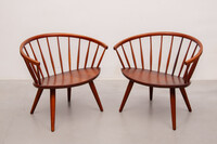 Set of 2 Yngve Ekstrom, Sweden, 1955, Wooden lounge Chairs